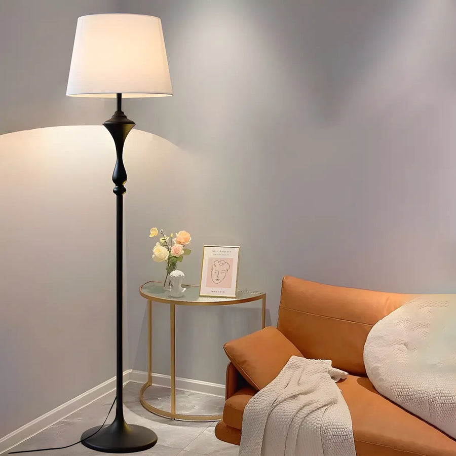 Cylinder Fabric Shade Black Traditional Floor Lamp