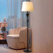 Cylinder Fabric Shade Black Traditional Floor Lamp