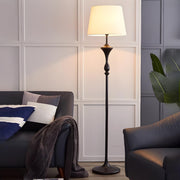 Cylinder Fabric Shade Black Traditional Floor Lamp