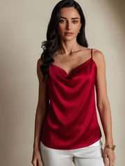 19Momme Silk Cowl Neck Camisole Top