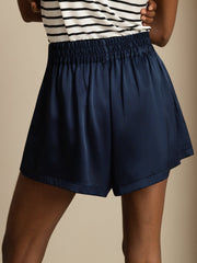 19Momme Silk Women’s High-Waist Elastic Drawstring Shorts With Pockets