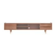 Dark Walnut Wood Drawers Shelves Cabinets TV Stand