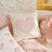 Pink Plush Hearts Cushion Cover