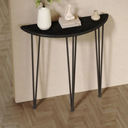 Demilune Pine Wood Gold Metal Three Legs Console Table