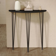 Demilune Pine Wood Gold Metal Three Legs Console Table
