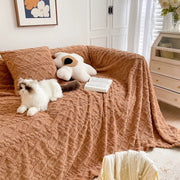 Diamond-Grid Plush Throw Blanket