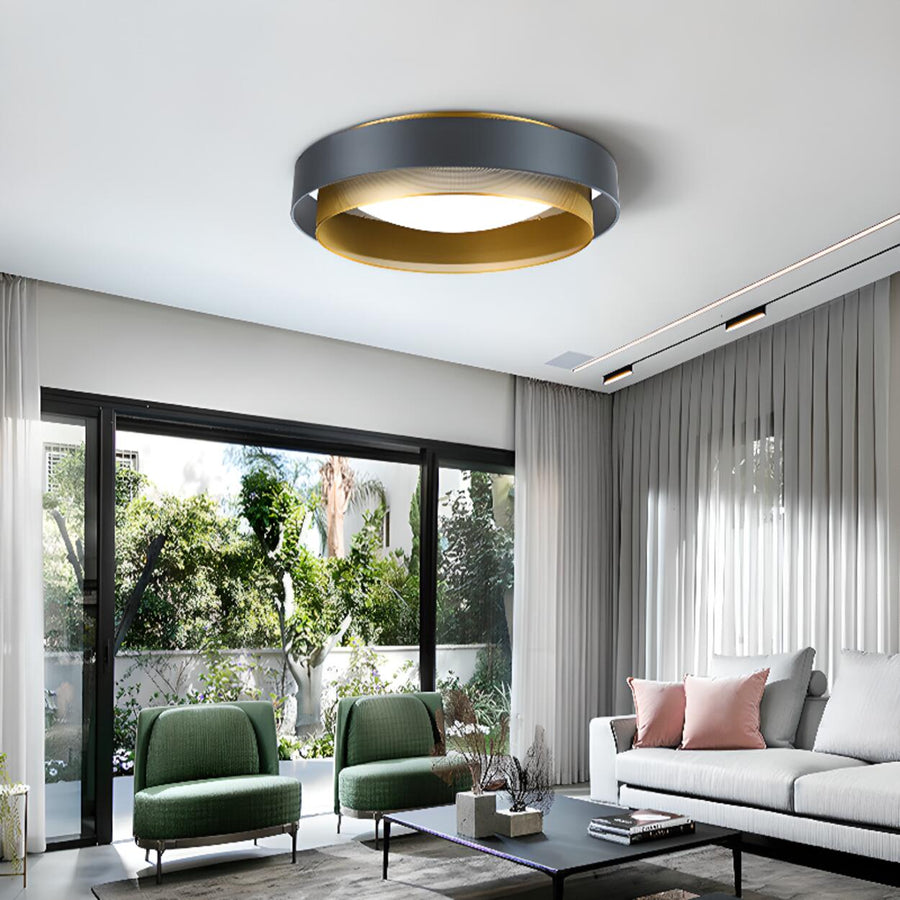 Dining Room Black Double Circle Flush Mount Light