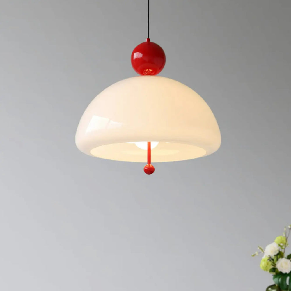 Dome Glass Red Ball White Modern Chandeliers Dining Room