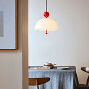 Dome Glass Red Ball White Modern Chandeliers Dining Room