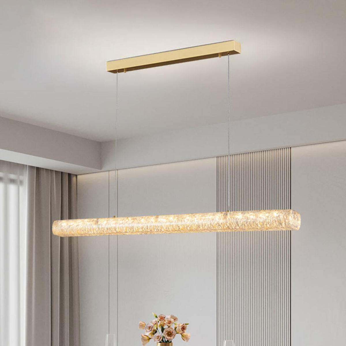 Elegant Adjustable Gold Linear Island Hanging Light