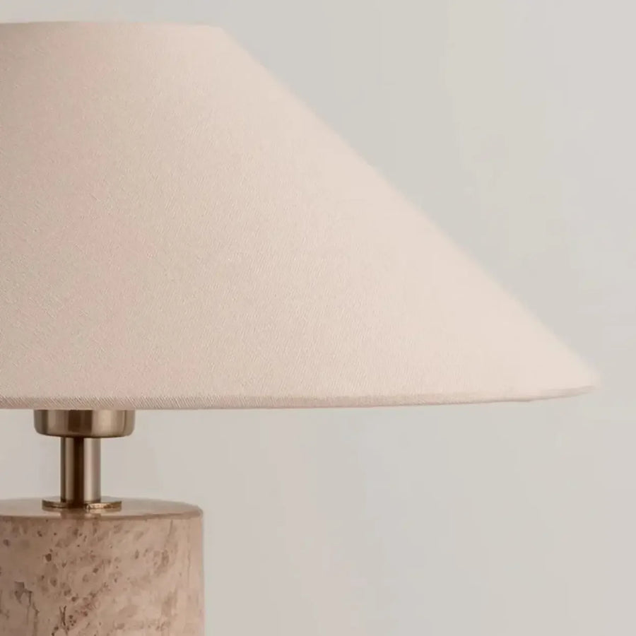 Elegant Beige Marble Base Table Lamp with Cone Fabric Shade