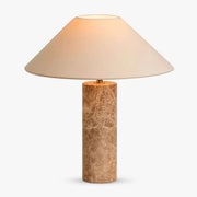 Elegant Beige Marble Base Table Lamp with Cone Fabric Shade