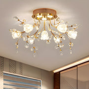 Elegant Blossom Branch Crystal Semi-Flush Mount Light
