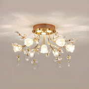 Elegant Blossom Branch Crystal Semi-Flush Mount Light