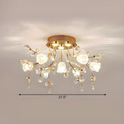 Elegant Blossom Branch Crystal Semi-Flush Mount Light