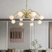 Elegant Brass Branch Alabaster Globe Living Room Chandelier