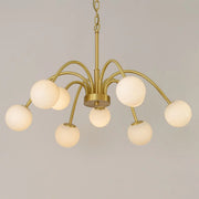 Elegant Brass Branch Alabaster Globe Living Room Chandelier