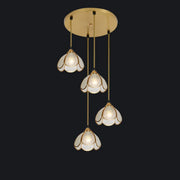 Elegant Clear Glass Flower Spiral Stairwell Pendant Light