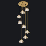 Elegant Clear Glass Flower Spiral Stairwell Pendant Light