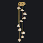 Elegant Clear Glass Flower Spiral Stairwell Pendant Light
