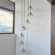Elegant Clear Glass Flower Spiral Stairwell Pendant Light