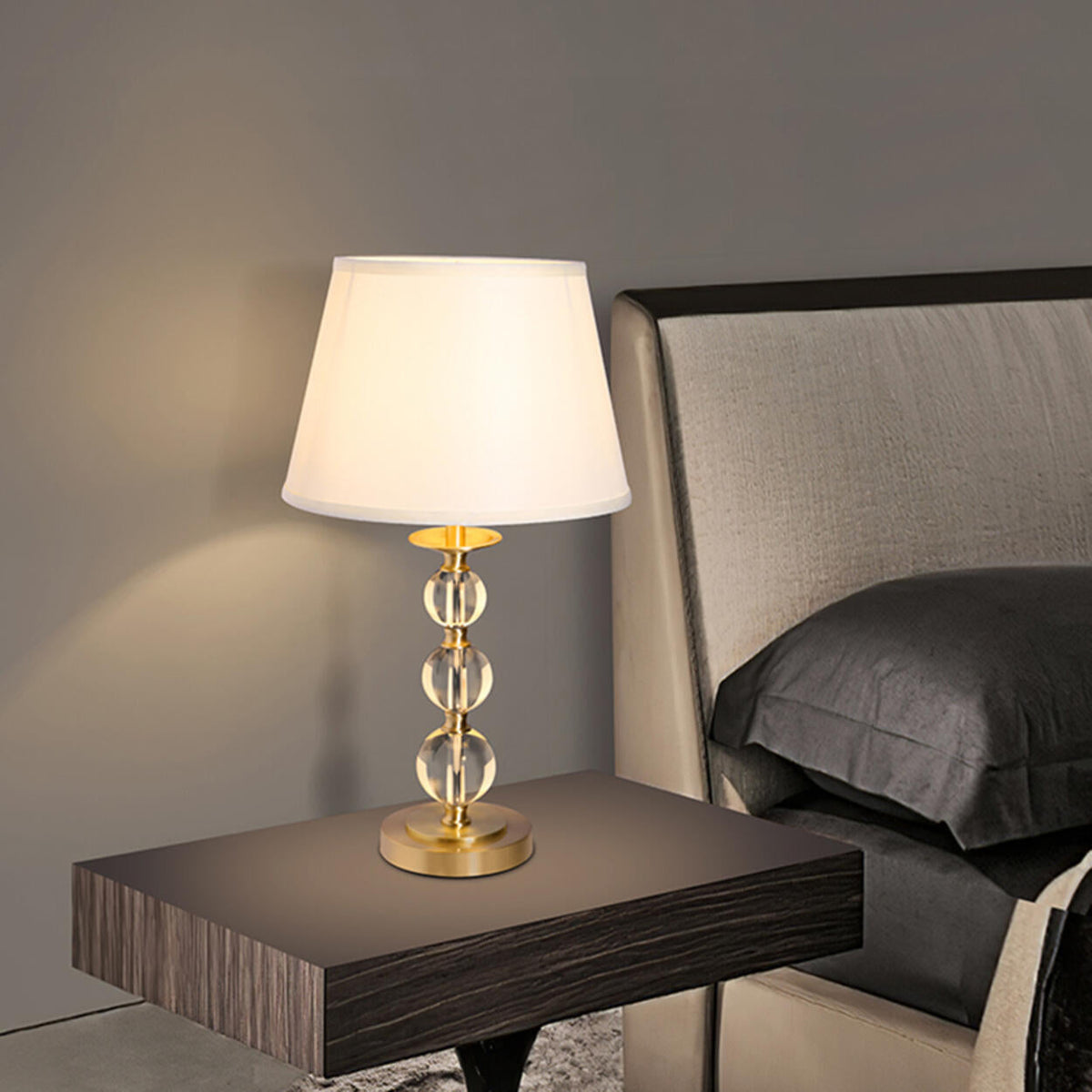 Elegant Conical Crystal Ball Base Decorative Table Lamp