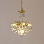 Elegant Crystal Chandelier with Golden Frame