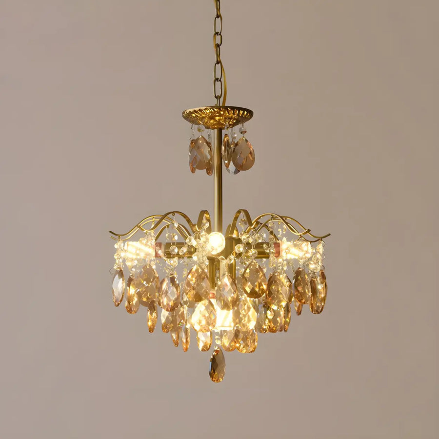Elegant Crystal Chandelier with Golden Frame