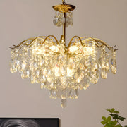 Elegant Crystal Chandelier with Golden Frame