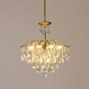 Elegant Crystal Chandelier with Golden Frame
