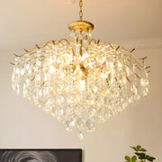 Elegant Crystal Chandelier with Golden Frame
