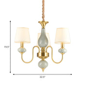 Elegant Dining Room Brass Ceramic Round Drum Chandelier
