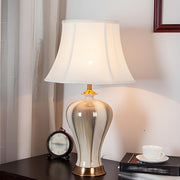 Elegant Fabric Drum Shape Ceramic Vase Table Lamp