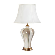 Elegant Fabric Drum Shape Ceramic Vase Table Lamp