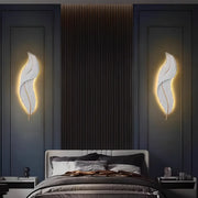 Elegant Feather White Metal LED Wall Sconce