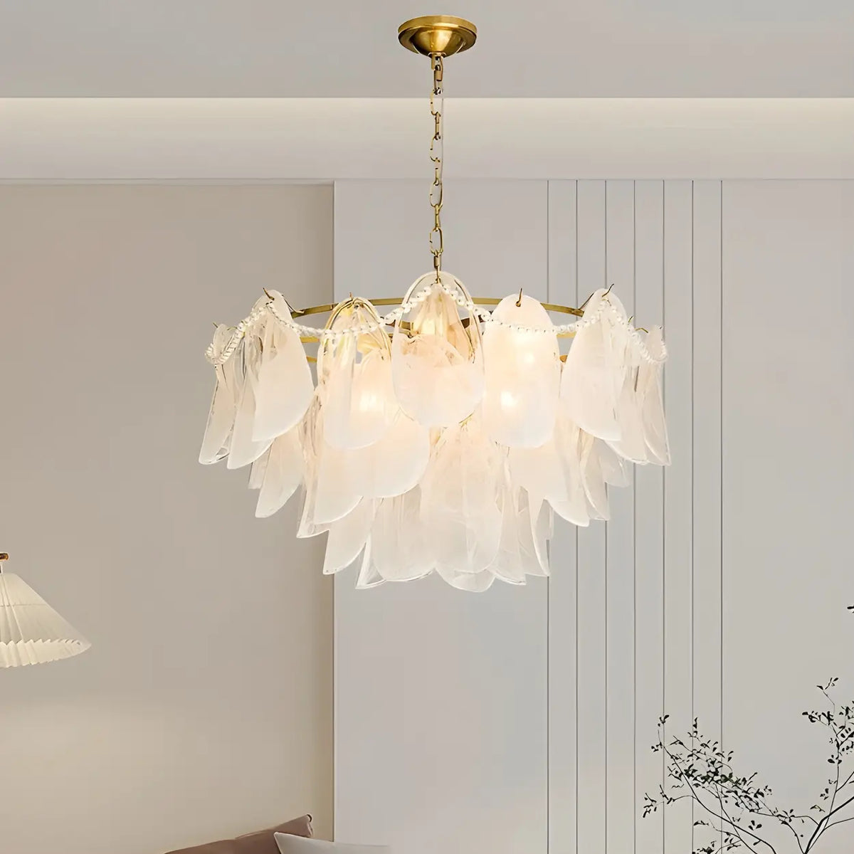 Elegant Floral Clear Glass Pendant Light Chandelier
