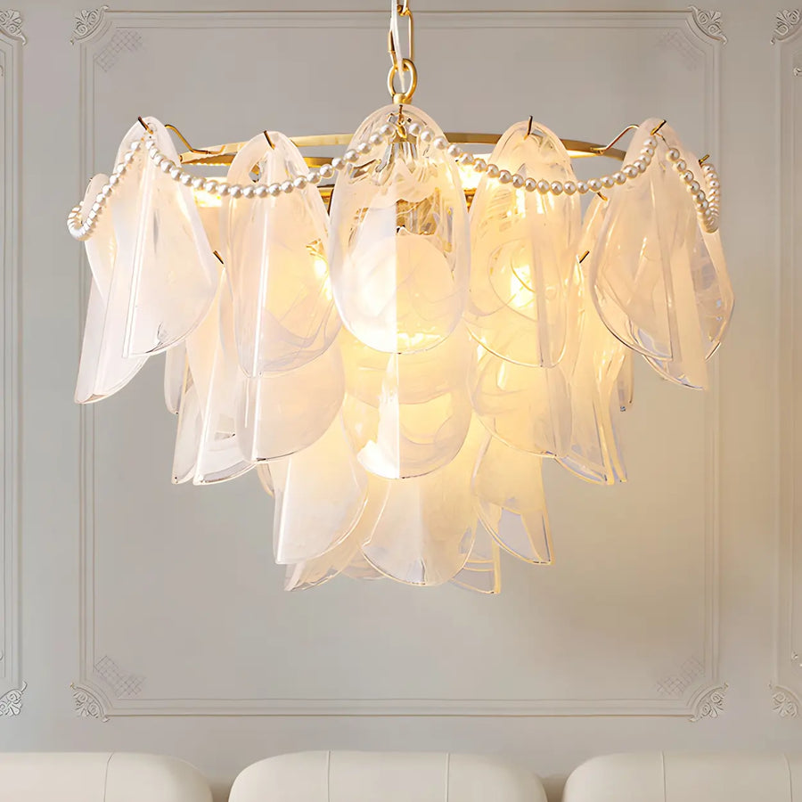 Elegant Floral Clear Glass Pendant Light Chandelier