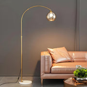 Elegant Glass Globe Gold Arc Metal LED Floor Lamp