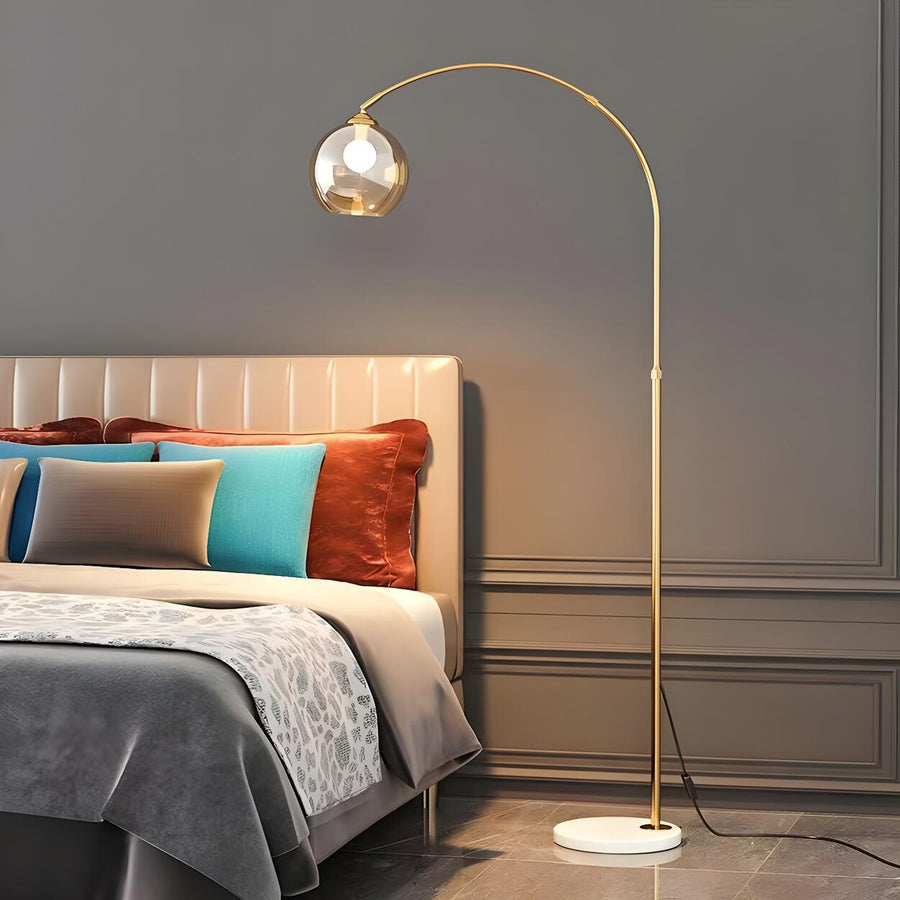 Elegant Glass Globe Gold Arc Metal LED Floor Lamp