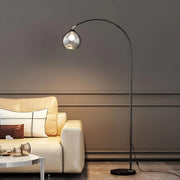 Elegant Glass Globe Gold Arc Metal LED Floor Lamp