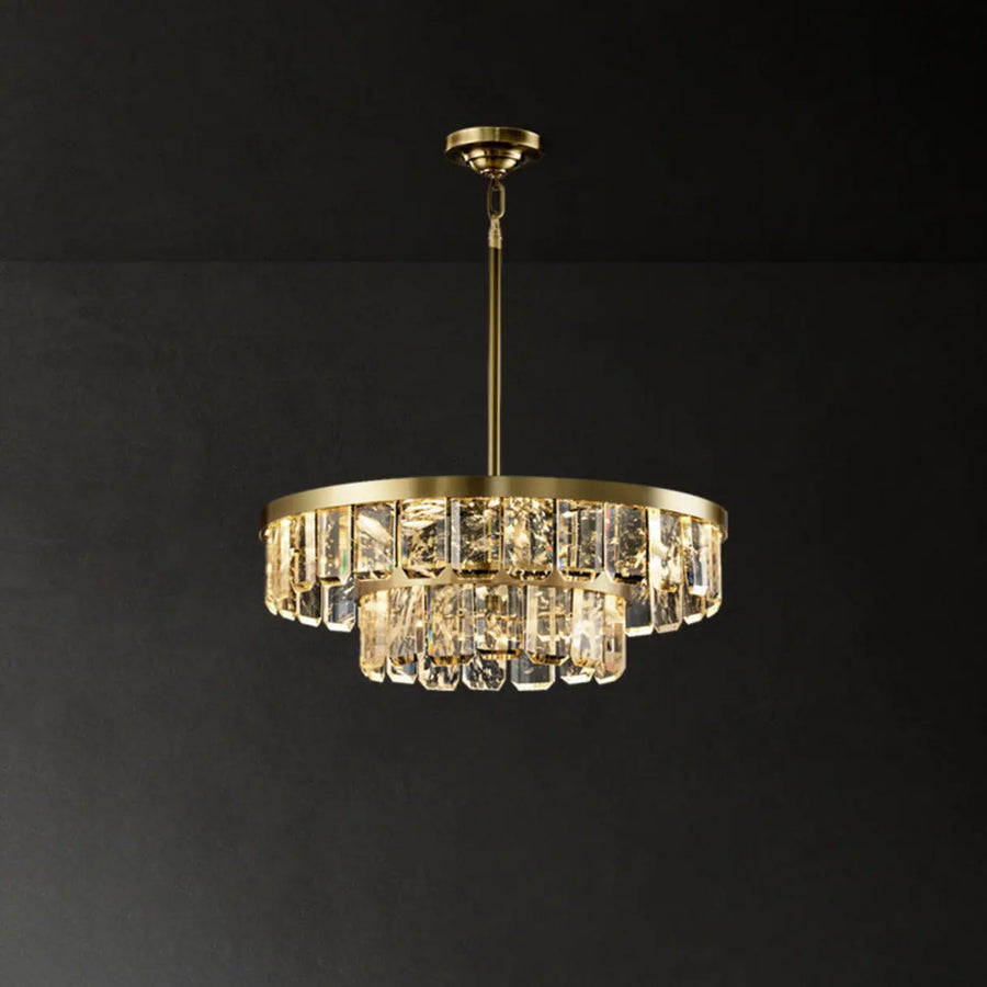 Elegant Gold and Tierd Ring Crystal Chandelier