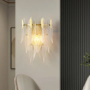 Elegant Gold Crystal Leaf Wall Sconce