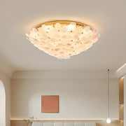 Elegant Gold Glass Floral LED Flush Mount Ceiling Light