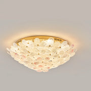 Elegant Gold Glass Floral LED Flush Mount Ceiling Light
