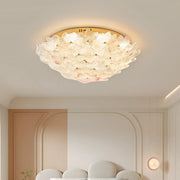 Elegant Gold Glass Floral LED Flush Mount Ceiling Light