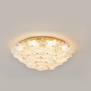 Elegant Gold Glass Floral LED Flush Mount Ceiling Light