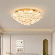 Elegant Gold Glass Floral LED Flush Mount Ceiling Light