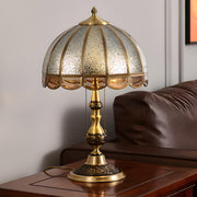 Elegant Gold Umbrella Glass Shade Brass Dome Table Lamp