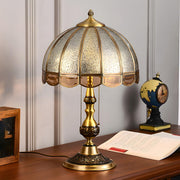 Elegant Gold Umbrella Glass Shade Brass Dome Table Lamp