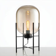 Elegant Grey Glass Shade Metal Tripod Base Table Lamp